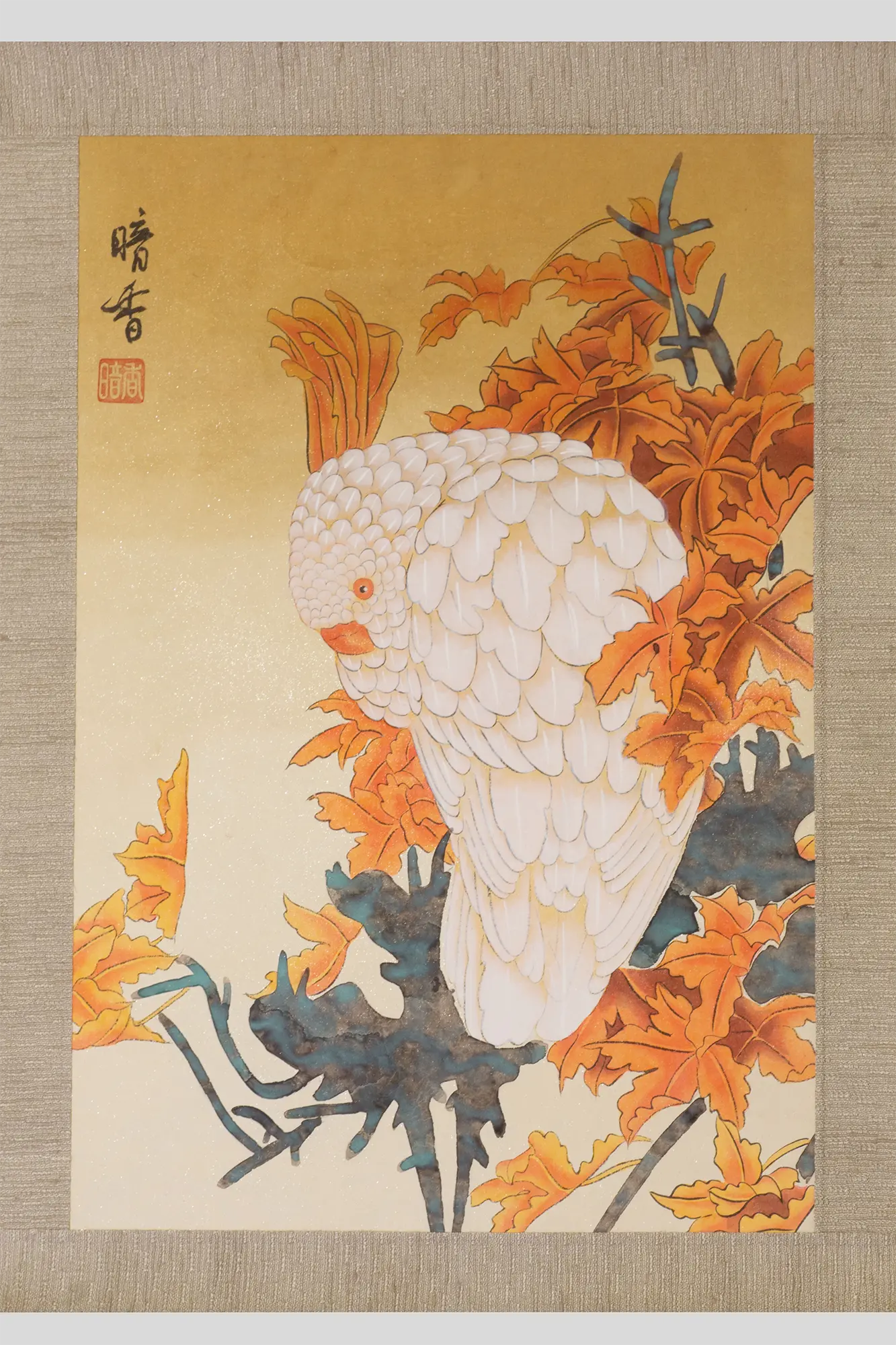 Cockatoo and Flowers Painting